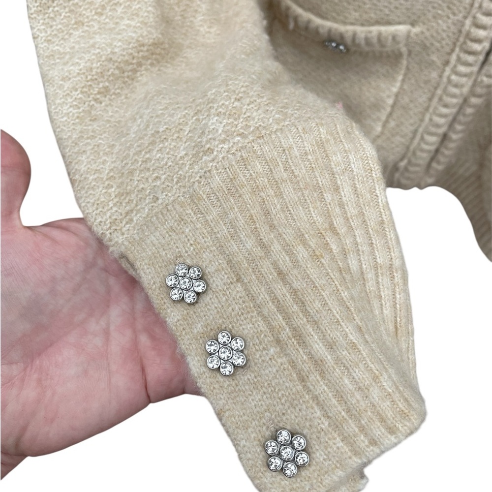 Elie Tahari EH424109 Oatmeal Heather Wool Blend Sweater - Picture 5 of 10